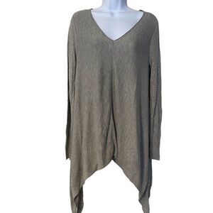 Mossimo Gray Oversized V-neck Asymmetrical Hem Sweater